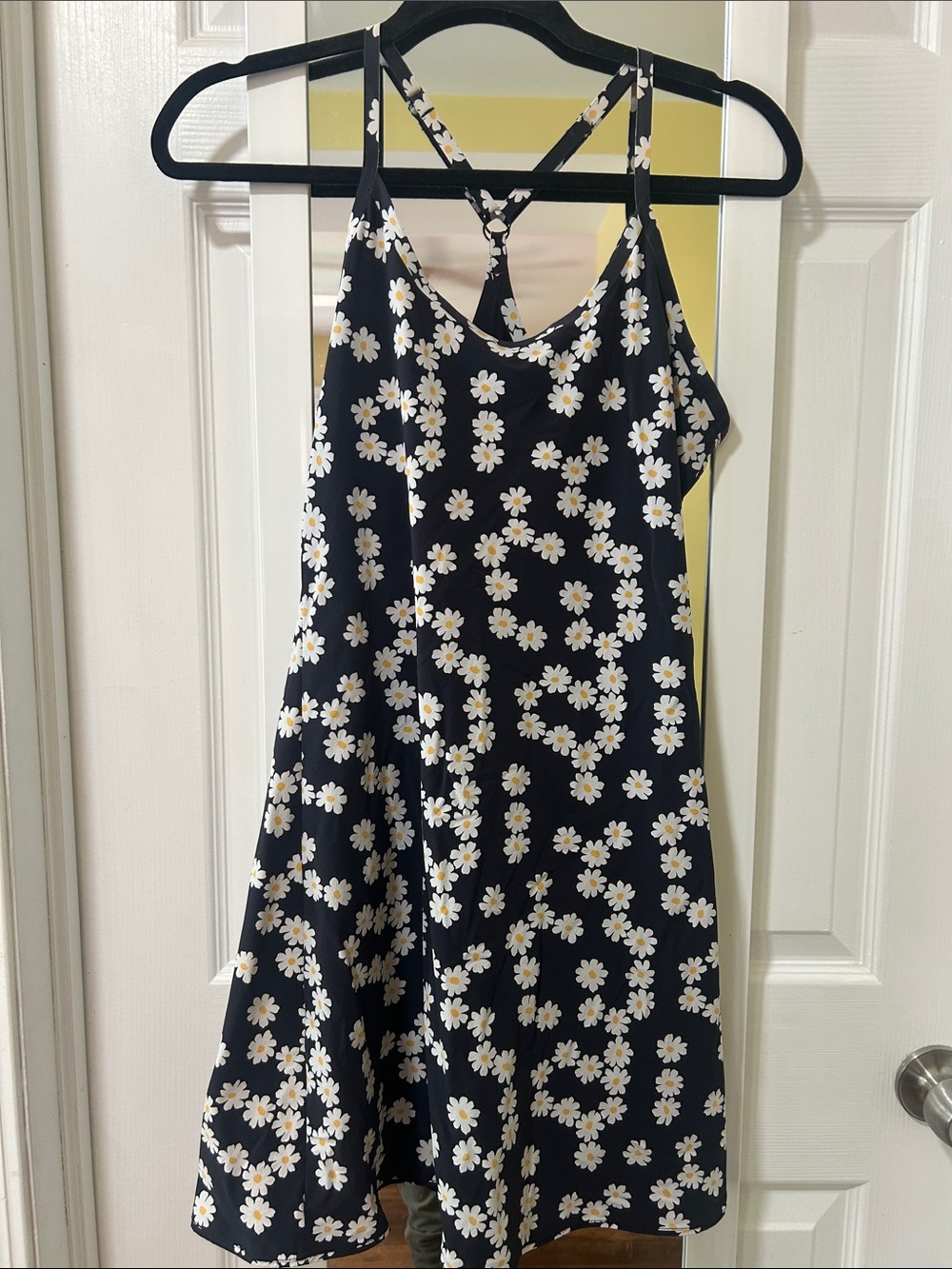 Black Daisy Print outdoor voices dress- shorts underneath